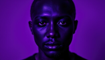 Intriguing portrait, artistic expression with black and purple body paint