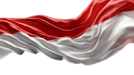 Indonesian national flag waving isolated on white background