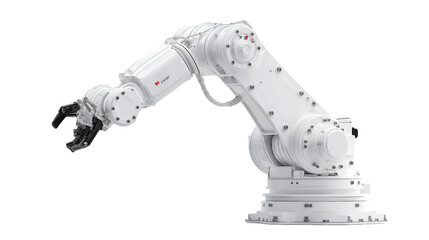 Industrial robotic arm manipulator isolated on white background