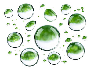  Close-Up of Condensation Droplets on Glass with Soft Green Background, Transparent PNG