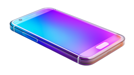 Gradient 3D smartphone with colorful screen isolated on white
