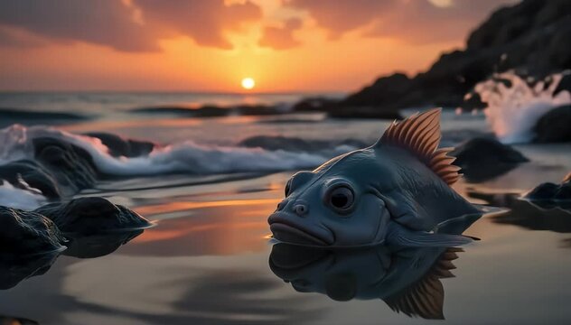 Blobfish softly crying in still water