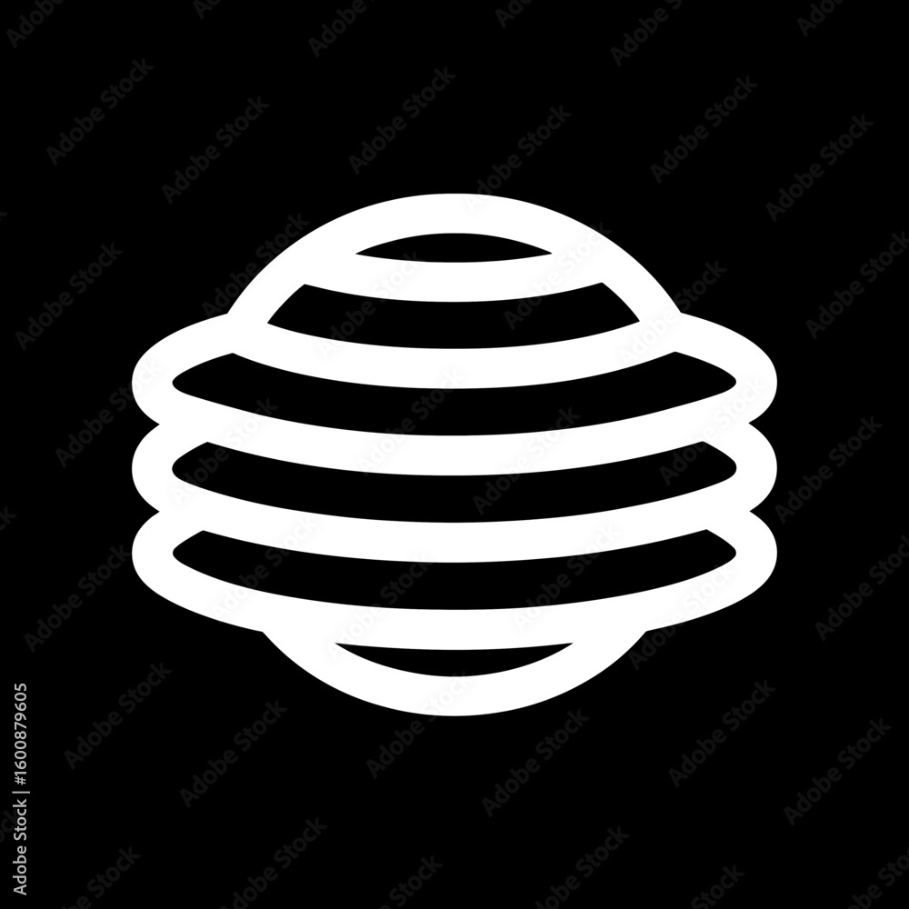 Poster abstract spherical layers create modern minimalist symbol against black backdrop geometric style des