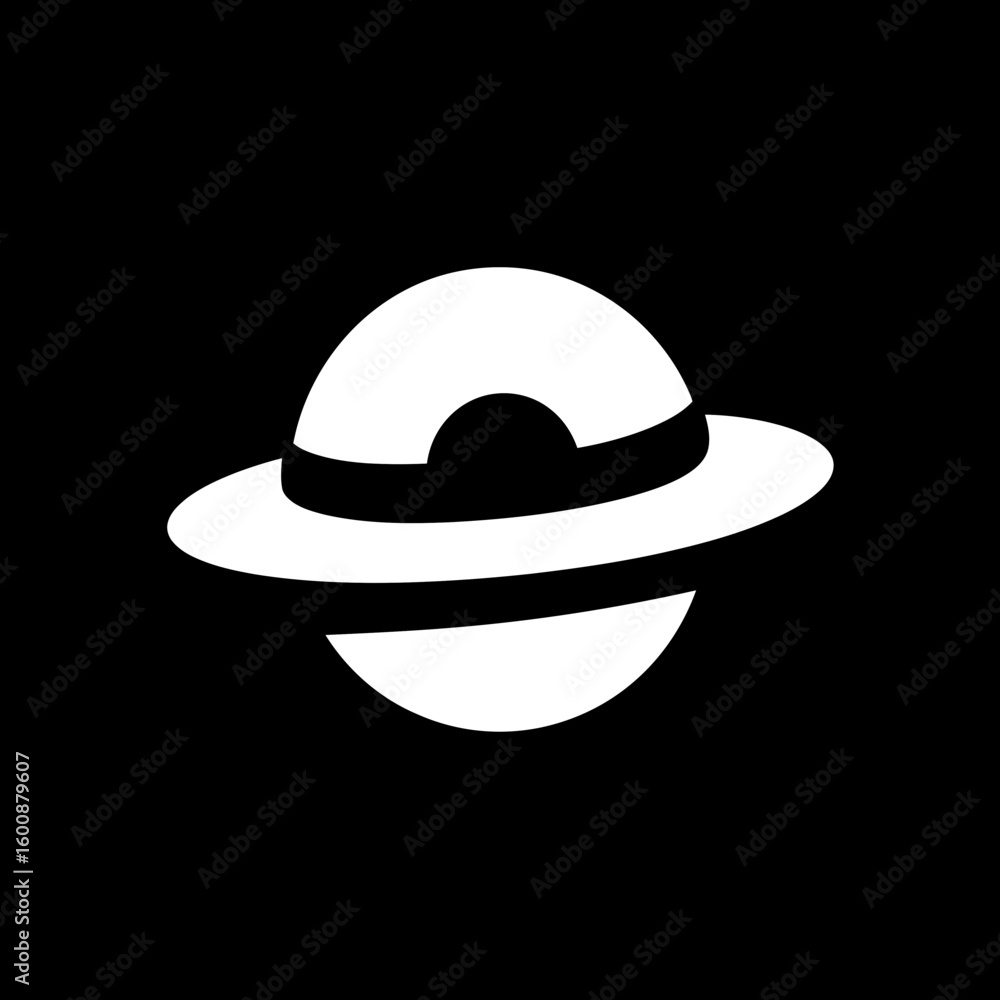 Poster abstract planet orbits space in minimalist dark graphic design
