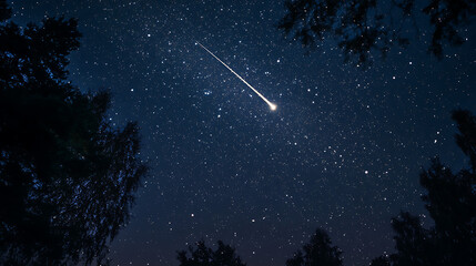  The splash of a meteor in the night sky 