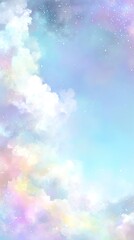 Pastel Sky With Colorful Clouds And Stars