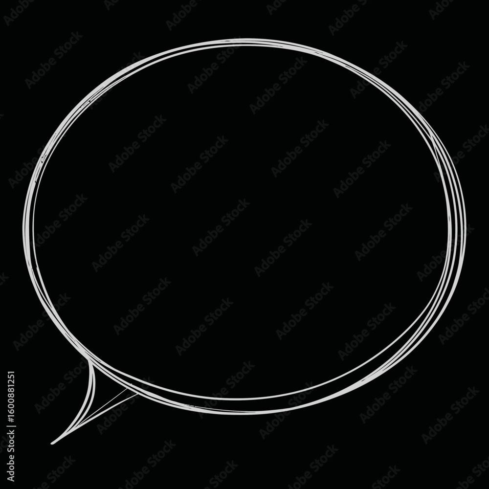 Poster white speech bubble represents communication isolated on black background conveying message digitall
