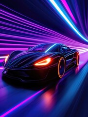 Futuristic Race Car in Motion
