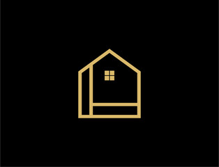 Gold outline house logo design