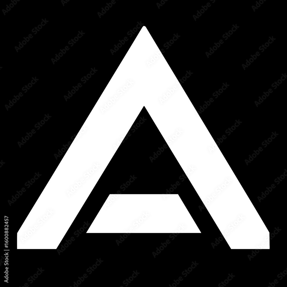 Poster abstract angular shape stands starkly against darkness suggesting geometry