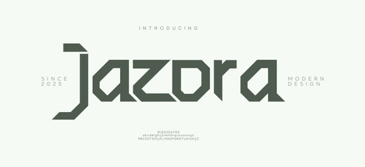 Jazdra  Design abstract minimal modern alphabet fonts. Typography technology vector illustration