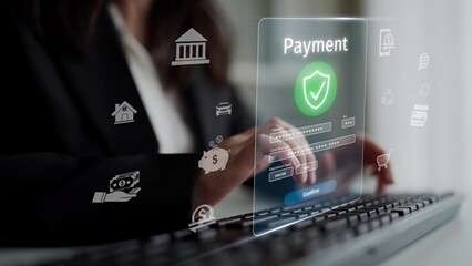 Secure online payment, safe e-commerce transactions, digital payment solutions, online financial...