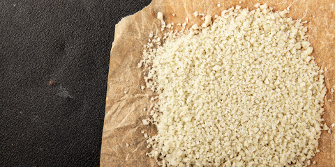 Food salt crystals sea food salt spices food additive gourmet food background on the table rustic...