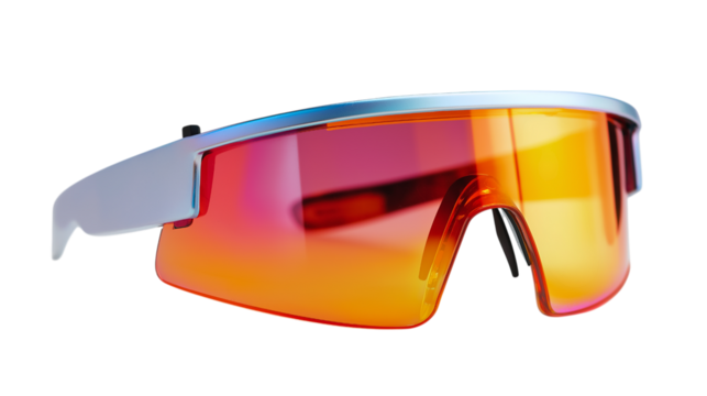 Futuristic Sunglasses with Orange Mirror Lenses