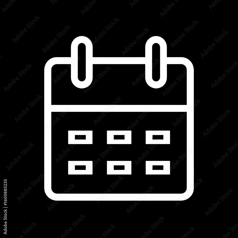 Poster white calendar marks event dates schedule on black background simple graphic