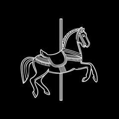 Carousel horse outline spins isolated black background entertainment