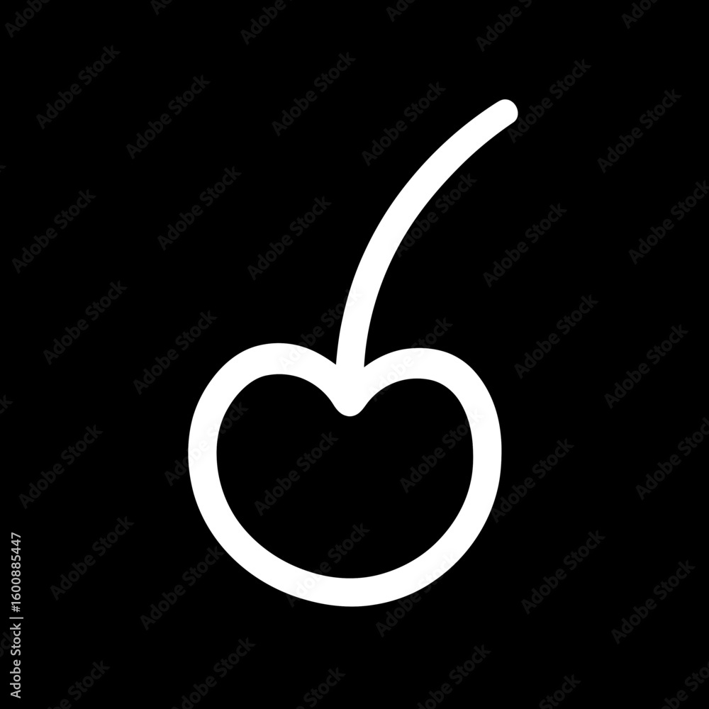 Poster minimalist cherry icon displaying freshness symbol over black background simple design