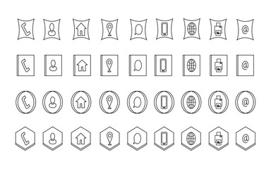 Modern UI icons in square, circle, hexagon and concave styles for web and mobile interface design.

