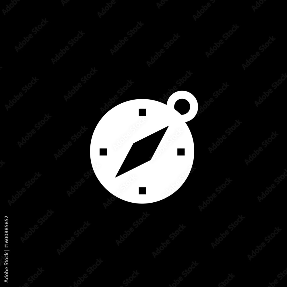 Poster white compass navigates direction on black backdrop simple minimalistic design