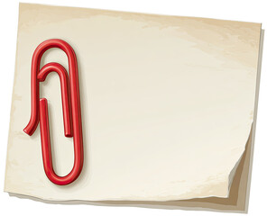 Aged paper with red paperclip