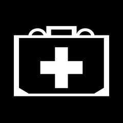 Obraz premium Medical kit displaying cross symbol healthcare black background