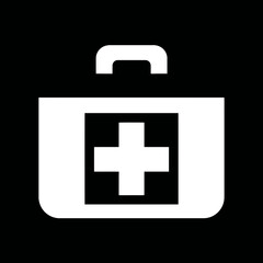 Obraz premium White medic symbol presents aid medical black background simplistic design