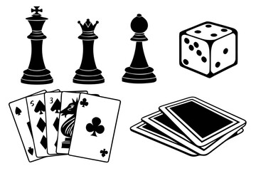 miscellaneous games sihouette black vector