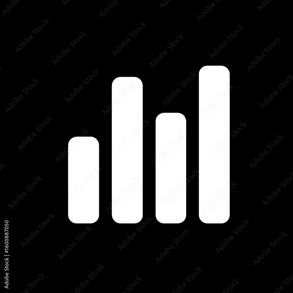 Poster white bars display growth metrics against black backdrop financial context data