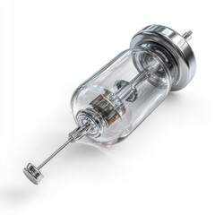 Transparent glass syringe with intricate internal mechanisms