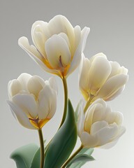 Closeup View Of Elegant White Tulips