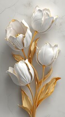 Elegant White Tulips with Gold Accents