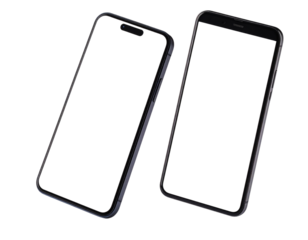 Floating Smartphones Mockup with Blank Screens, Dynamic Perspective and Black Background Effect, Transparent Background