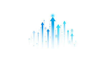 business arrow showing upward finance investment profit growth arrows technology. stock market chart profit money. illustration hi-tech on transparent background.