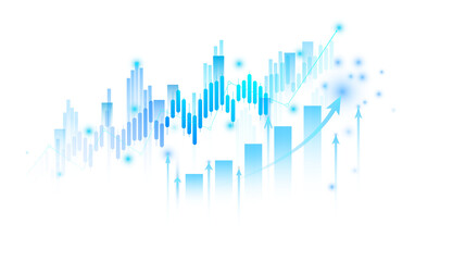 Candle stick graph and chart of stock market investment business trading graph. isolated arrow illustration on transparent background.	
