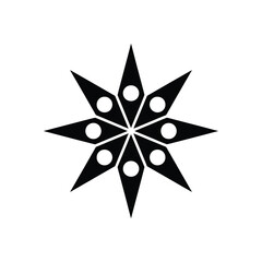 Abstract eight pointed star with circular accents