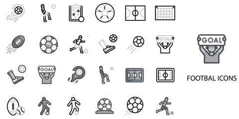 Football simple concept 24 Grew color icons set .Vector illustration.