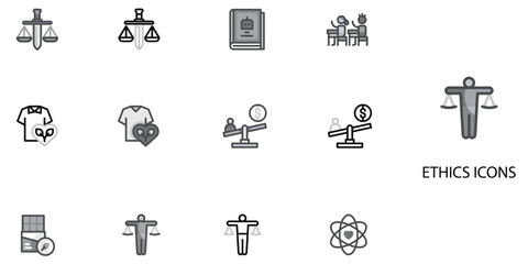 Ethics simple concept 24 Grew color icons set .Vector illustration.