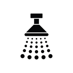 Simple black icon of a shower head spraying water