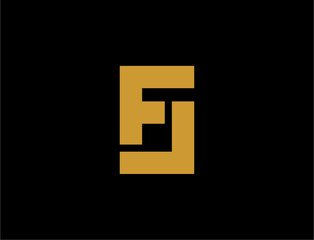 Gold monogram letter f j logo