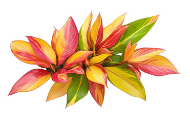 Red, Green and yellow coalescing plants isolated on white or transparent background