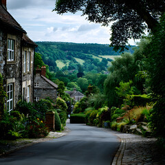 Fototapeta premium Scenic View of England’s Countryside and Urban Landscape