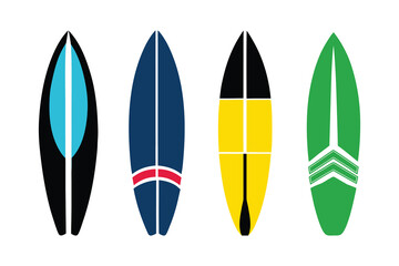 Surfboard Silhouette Icon &ndash; Summer Surfing Beach Sports Vector Illustration