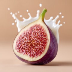 Fresh Fig Sliced with Splashing Milk