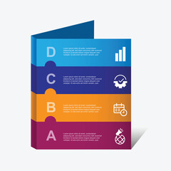 4 step business infographic template. Business information with book concept, vector illustration suitable for workflow, presentation and web graphic design.