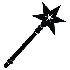 Naklejka premium Magic Wand Silhouette – Wizard and Fantasy Icon Design