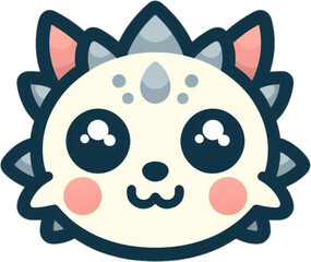 illustration of a small dragon in kawaii (cute) style with a cartoon and adorable design