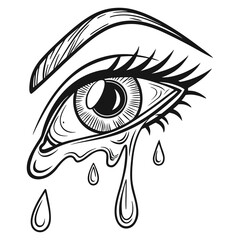 Close-up stylized illustration of a weeping eye.