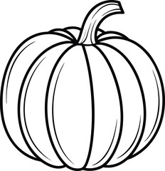 Simple, Outline Illustration of a Pumpkin