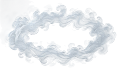 White smoke ring swirls isolated on transparent background