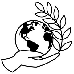 Save the planet, save the earth, hand holding earth